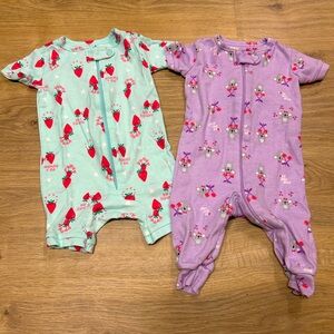 Baby Zippered One Pieces - Aqua and Lavender